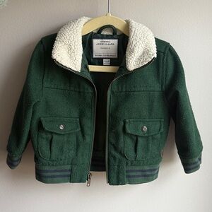 Janie and Jack Forest Green Jacket with Sherpa Collar